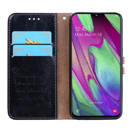 ซองหนังพลิกแนวนอนเนื้อขี้ผึ้งน้ำมันสไตล์ธุรกิจสำหรับ Galaxy A40 พร้อมตัวยึดและช่องเสียบการ์ดและกระเป๋าสตางค์, For Galaxy A40