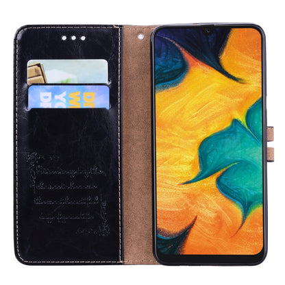 ซองหนังพลิกแนวนอนเนื้อขี้ผึ้งน้ำมันสไตล์ธุรกิจสำหรับ Galaxy A30 พร้อมตัวยึดและช่องเสียบการ์ดและกระเป๋าสตางค์, For Galaxy A30