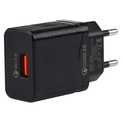 LZ728 2 in 1 18W QC 3.0 อินเตอร์เฟส USB ที่ชาร์จสำหรับเดินทาง + ชุดสายเคเบิลข้อมูล USB เป็น USBC / TypeC, ปลั๊ก EU, ความยาวสายเคเบิล: 1 ม., with USB-C / Type-C Cable