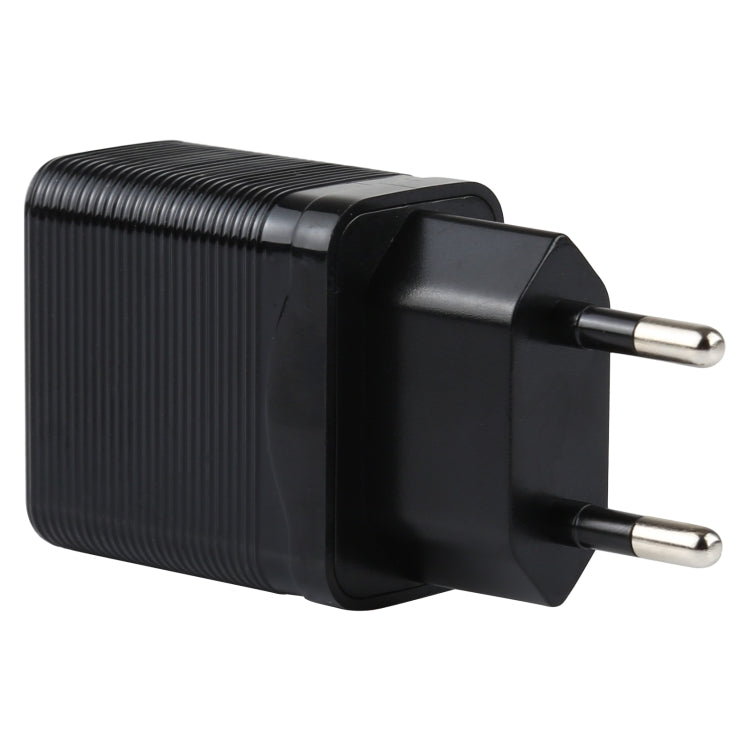 LZ728 2 in 1 18W QC 3.0 อินเตอร์เฟส USB ที่ชาร์จสำหรับเดินทาง + ชุดสายเคเบิลข้อมูล USB เป็น USBC / TypeC, ปลั๊ก EU, ความยาวสายเคเบิล: 1 ม., with USB-C / Type-C Cable