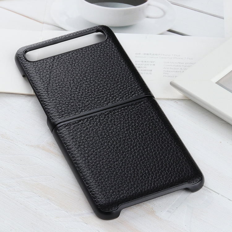 สำหรับ Galaxy Z Flip เคสหนังเนื้อลิ้นจี่แบบพับได้