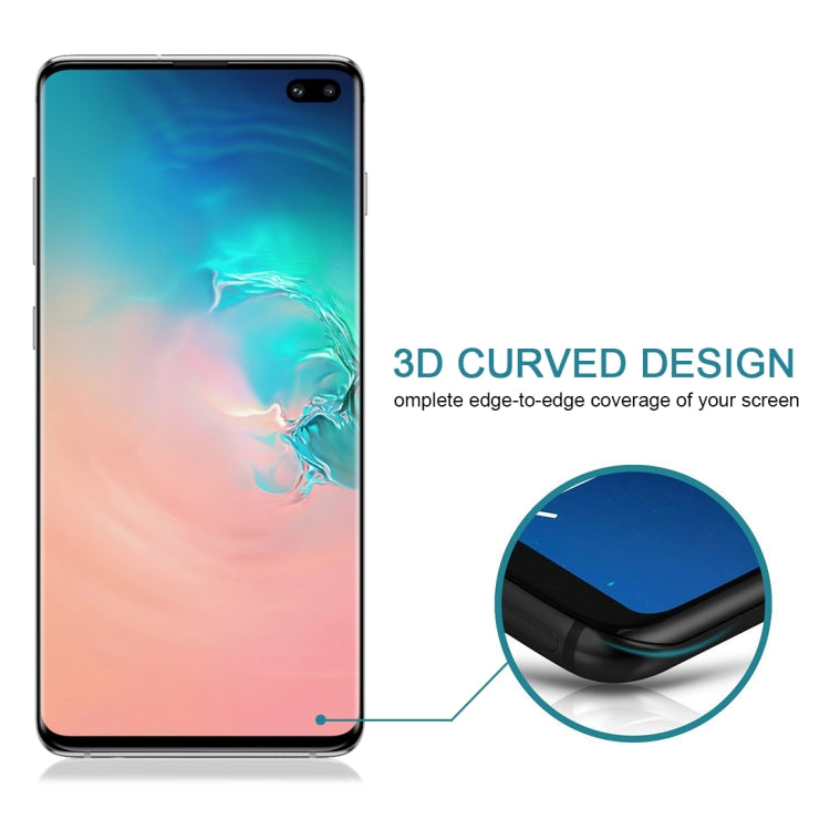 ฟิล์มกระจกนิรภัยแบบเต็มหน้าจอโค้ง 9H 3D ป้องกันแสงสะท้อนสำหรับ Galaxy S10 Plus, For Samsung GalaxyS10 Plus (3D Curved)