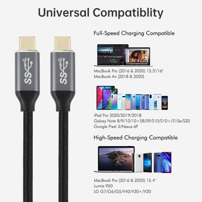 USB-C / Type-C ชายกับ USB-C / Type-C ชายสายชาร์จข้อมูลการส่งผ่านชาย, ความยาวสายเคเบิล: 0.5 ม., 0.5m