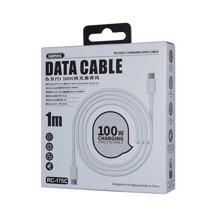 REMAX Marlik Series RC-175c PD 100W อินเทอร์เฟซ USB-C / Type-C เป็น USB-C / Type-C สายเคเบิลข้อมูลการชาร์จอย่างรวดเร็ว ความยาวสายเคเบิล: 1 ม., 1m