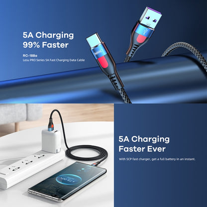 REMAX RC-188a Lesu Pro 1 ม. 5A USB เข้ากับ USB-C / Type-C อลูมิเนียมอัลลอยด์ถักเปียสายเคเบิลข้อมูลการชาร์จอย่างรวดเร็ว, USB to USB-C / Type-C