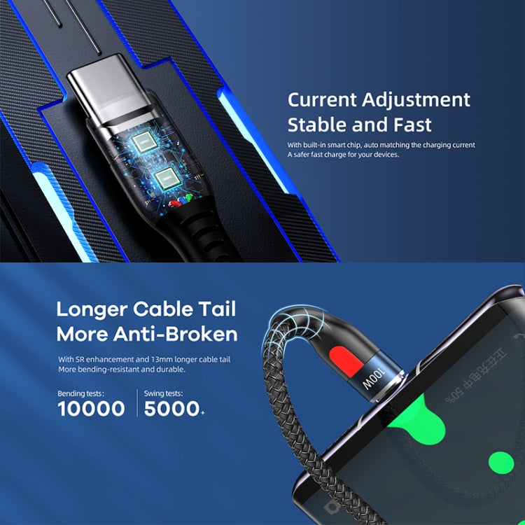 REMAX RC-188a Lesu Pro 1 ม. 5A USB เข้ากับ USB-C / Type-C อลูมิเนียมอัลลอยด์ถักเปียสายเคเบิลข้อมูลการชาร์จอย่างรวดเร็ว, USB to USB-C / Type-C