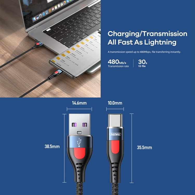 REMAX RC-188a Lesu Pro 1 ม. 5A USB เข้ากับ USB-C / Type-C อลูมิเนียมอัลลอยด์ถักเปียสายเคเบิลข้อมูลการชาร์จอย่างรวดเร็ว, USB to USB-C / Type-C