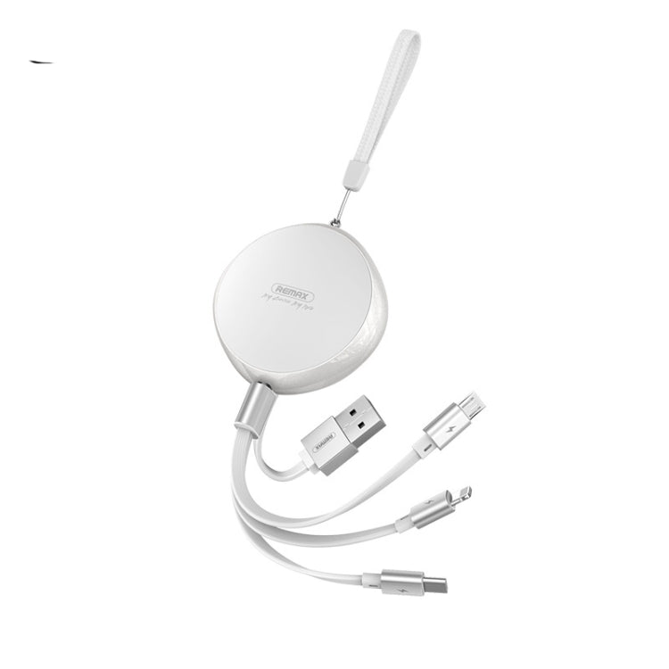 REMAX RC-185th 3 in 1 2.1A USB to 8 Pin + USB-C / Type-C + Micro USB Sury Series Telescopic สายชาร์จข้อมูล