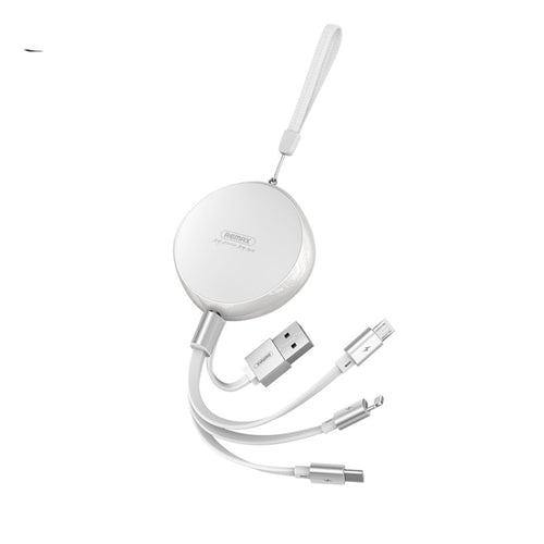 REMAX RC-185th 3 in 1 2.1A USB to 8 Pin + USB-C / Type-C + Micro USB Sury Series Telescopic สายชาร์จข้อมูล