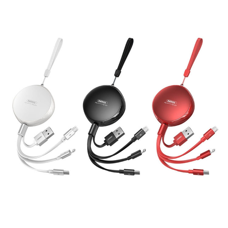 REMAX RC-185th 3 in 1 2.1A USB to 8 Pin + USB-C / Type-C + Micro USB Sury Series Telescopic สายชาร์จข้อมูล