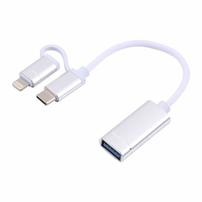 USB 3.0 หญิงถึง 8 พิน USB-C / Type-C ชายชาร์จ + สายอะแดปเตอร์ถักไนลอน OTG ส่งความยาวสายเคเบิล: 11 ซม., 8 Pin Black, 8 Pin Silver + White, 8 Pin Red, 8 Pin Blue
