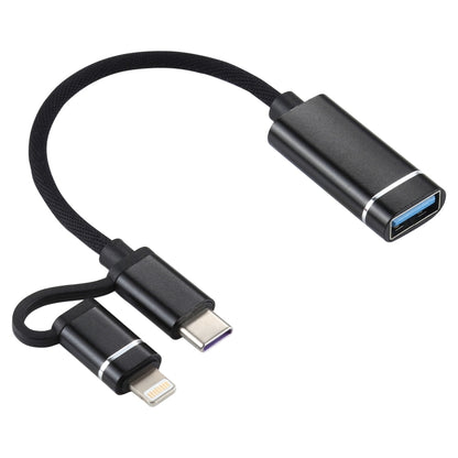 USB 3.0 หญิงถึง 8 พิน USB-C / Type-C ชายชาร์จ + สายอะแดปเตอร์ถักไนลอน OTG ส่งความยาวสายเคเบิล: 11 ซม., 8 Pin Black, 8 Pin Silver + White, 8 Pin Red, 8 Pin Blue