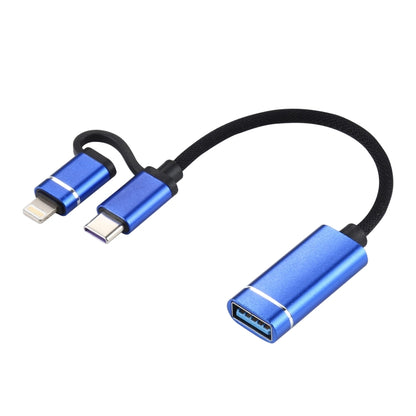 USB 3.0 หญิงถึง 8 พิน USB-C / Type-C ชายชาร์จ + สายอะแดปเตอร์ถักไนลอน OTG ส่งความยาวสายเคเบิล: 11 ซม., 8 Pin Black, 8 Pin Silver + White, 8 Pin Red, 8 Pin Blue