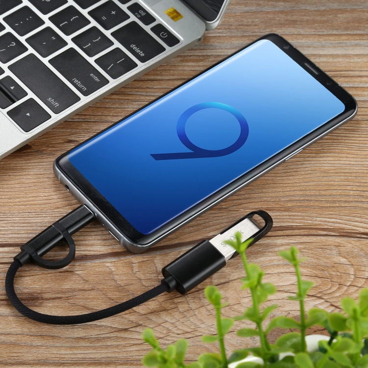 USB 3.0 ตัวเมียเป็น Micro USB USB-C / Type-C การชาร์จตัวผู้ + การส่งผ่านสายเคเบิลอะแดปเตอร์ถักไนลอน OTG ความยาวสายเคเบิล: 11 ซม., Micro USB Black, Micro USB Blue, Micro USB Red, Micro USB Silver, Micro USB  White