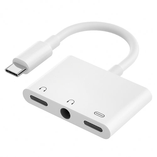 อะแดปเตอร์เสียงชาร์จดิจิตอล USB-C + 3.5 มม. + 3.5 มม. เป็น USB-C 3 ใน 1