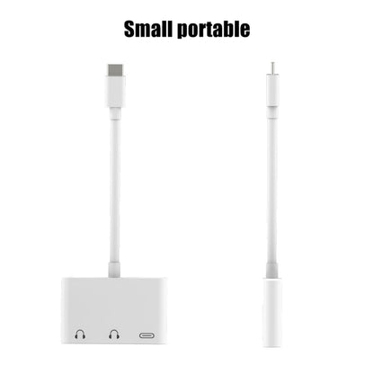 อะแดปเตอร์เสียงชาร์จดิจิตอล USB-C + 3.5 มม. + 3.5 มม. เป็น USB-C 3 ใน 1