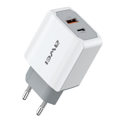 awei PD4 20W PD Type-C + QC 3.0 อินเทอร์เฟซ USB ชาร์จอย่างรวดเร็วที่ชาร์จเดินทางพร้อมสายเคเบิลข้อมูล, ปลั๊ก EU