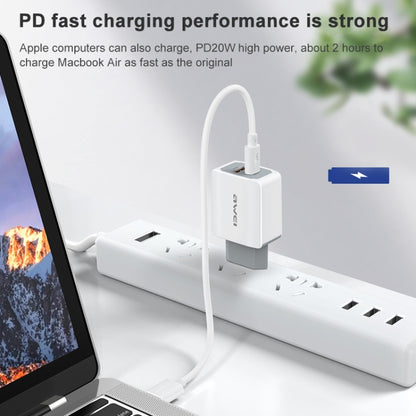 awei PD4 20W PD Type-C + QC 3.0 อินเทอร์เฟซ USB ชาร์จอย่างรวดเร็วที่ชาร์จเดินทางพร้อมสายเคเบิลข้อมูล, ปลั๊ก EU