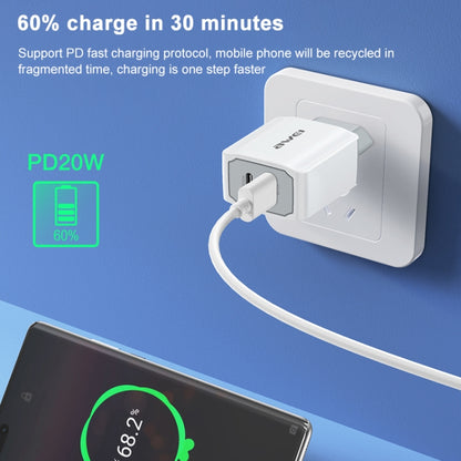 awei PD4 20W PD Type-C + QC 3.0 อินเทอร์เฟซ USB ชาร์จอย่างรวดเร็วที่ชาร์จเดินทางพร้อมสายเคเบิลข้อมูล, ปลั๊ก EU