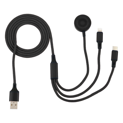 สำหรับ iPhone / Apple Watch 3 in 1 8 Pin Type-C / USB-C + ฐานชาร์จแม่เหล็กสายชาร์จมัลติฟังก์ชั่น ความยาว: 1 ม., 3 In 1