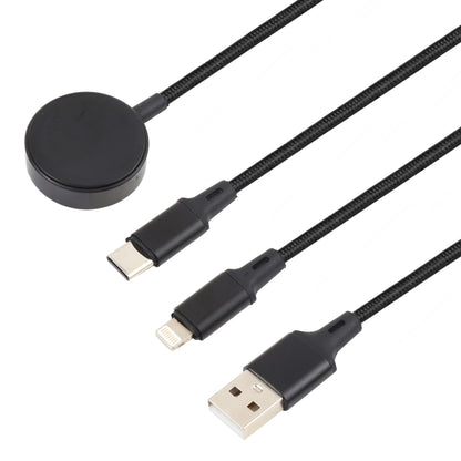 สำหรับ iPhone / Apple Watch 3 in 1 8 Pin Type-C / USB-C + ฐานชาร์จแม่เหล็กสายชาร์จมัลติฟังก์ชั่น ความยาว: 1 ม., 3 In 1