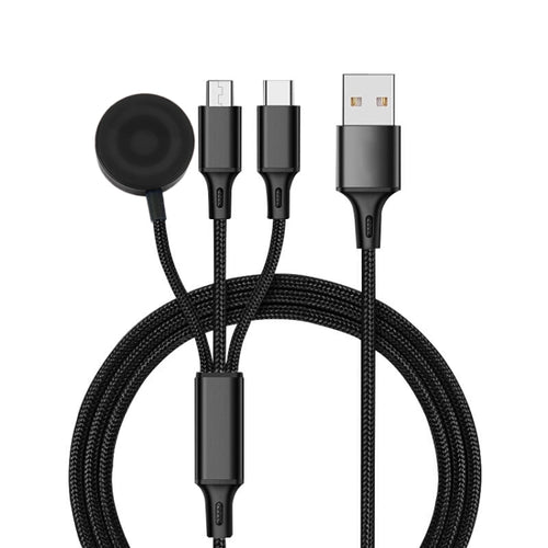 สำหรับ iPhone / Apple Watch 3 in 1 8 Pin Type-C / USB-C + ฐานชาร์จแม่เหล็กสายชาร์จมัลติฟังก์ชั่น ความยาว: 1 ม., 3 In 1