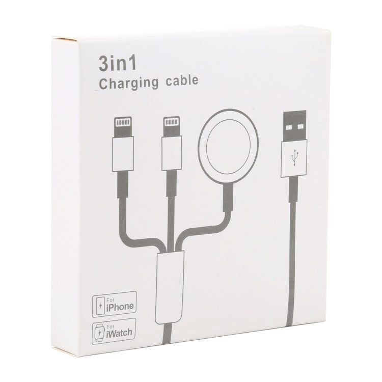 สำหรับ iPhone / Apple Watch 3 in 1 8 Pin Type-C / USB-C + ฐานชาร์จแม่เหล็กสายชาร์จมัลติฟังก์ชั่น ความยาว: 1 ม., 3 In 1