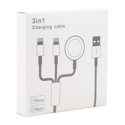 สำหรับ iPhone / Apple Watch 3 in 1 8 Pin Type-C / USB-C + ฐานชาร์จแม่เหล็กสายชาร์จมัลติฟังก์ชั่น ความยาว: 1 ม., 3 In 1