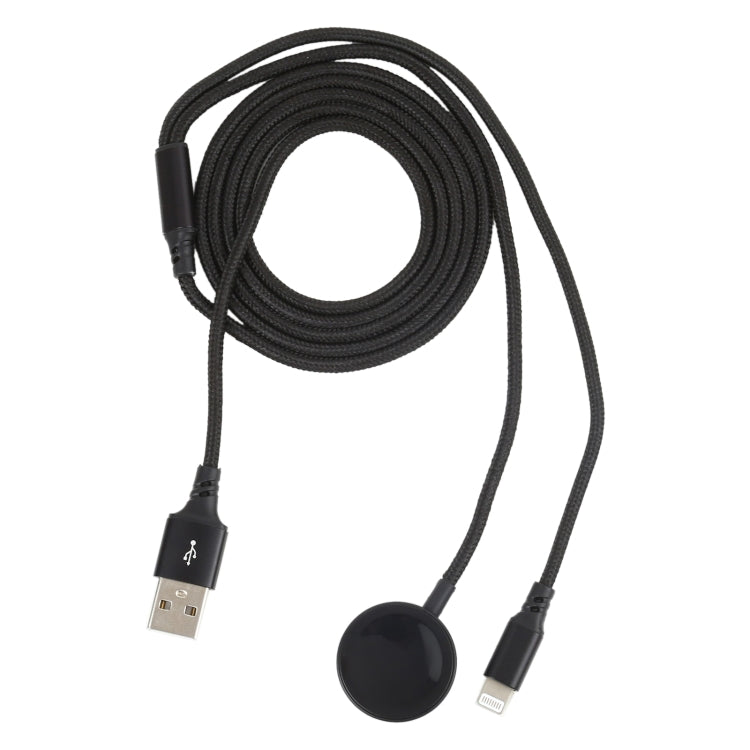 สำหรับ iPhone / Apple Watch 2 in 1 8 Pin + ฐานชาร์จแม่เหล็กสายชาร์จมัลติฟังก์ชั่น ความยาว: 1 ม., 2 In 1