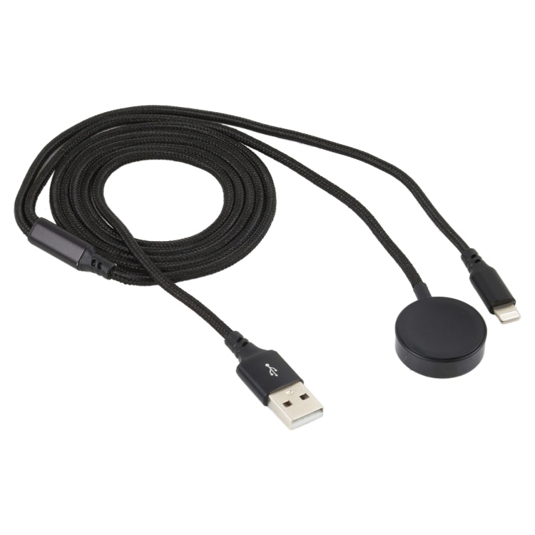 สำหรับ iPhone / Apple Watch 2 in 1 8 Pin + ฐานชาร์จแม่เหล็กสายชาร์จมัลติฟังก์ชั่น ความยาว: 1 ม., 2 In 1
