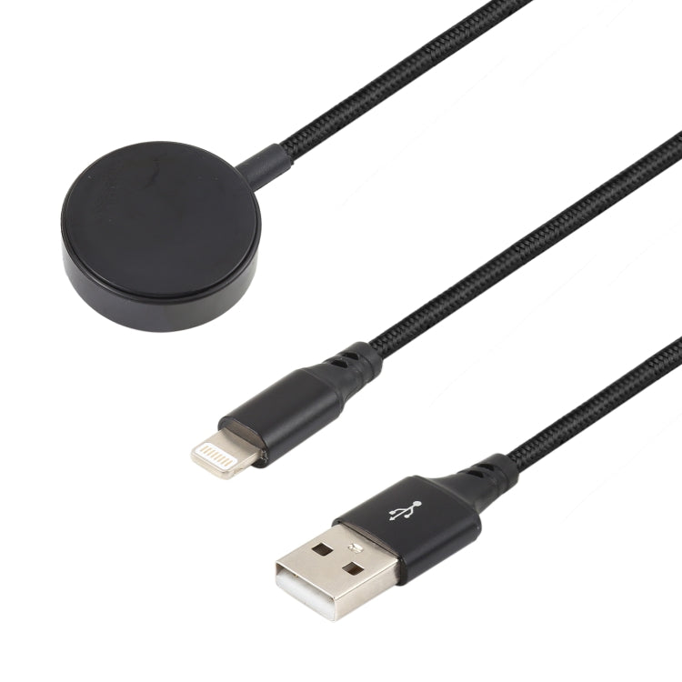 สำหรับ iPhone / Apple Watch 2 in 1 8 Pin + ฐานชาร์จแม่เหล็กสายชาร์จมัลติฟังก์ชั่น ความยาว: 1 ม., 2 In 1