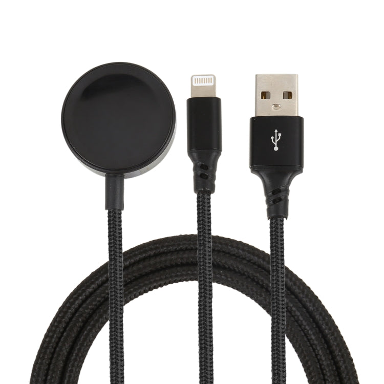 สำหรับ iPhone / Apple Watch 2 in 1 8 Pin + ฐานชาร์จแม่เหล็กสายชาร์จมัลติฟังก์ชั่น ความยาว: 1 ม., 2 In 1