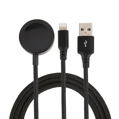 สำหรับ iPhone / Apple Watch 2 in 1 8 Pin + ฐานชาร์จแม่เหล็กสายชาร์จมัลติฟังก์ชั่น ความยาว: 1 ม., 2 In 1