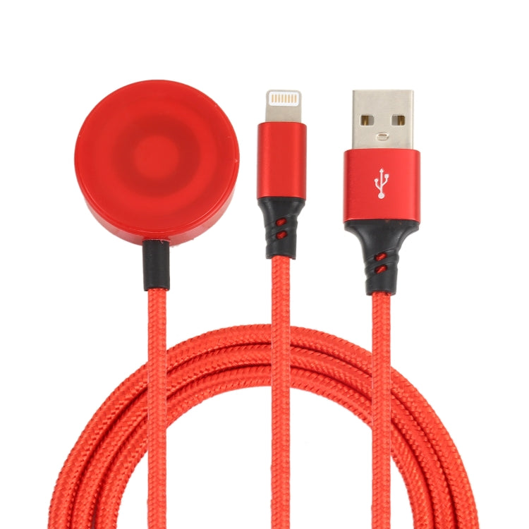 สำหรับ iPhone / Apple Watch 2 in 1 8 Pin + ฐานชาร์จแม่เหล็กสายชาร์จมัลติฟังก์ชั่น ความยาว: 1 ม., 2 In 1