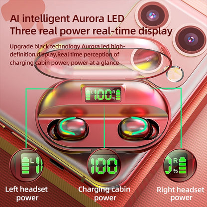 T2 Bluetooth 5.0 TWS Touch Digital Display หูฟังบลูทูธไร้สาย True พร้อมกล่องชาร์จ, T2 (Black), T2 (Red), T2 (White)