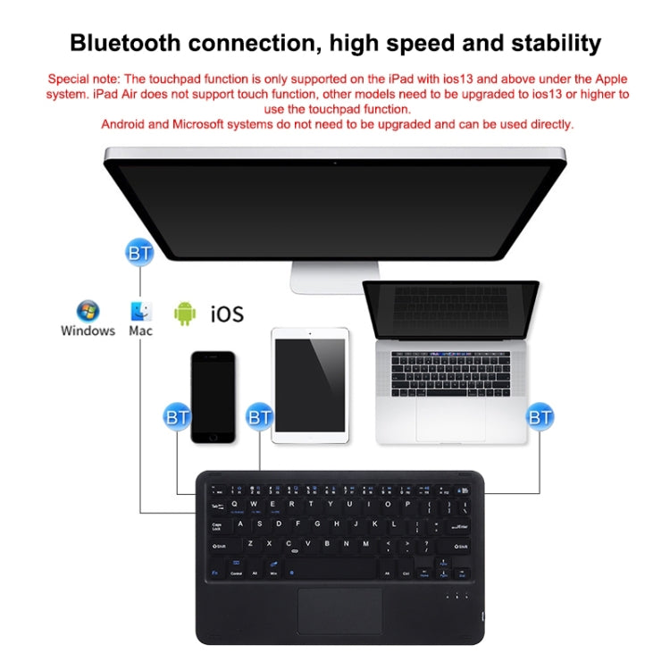 HB119B คีย์บอร์ด Bluetooth ไร้สายแท็บเล็ตอเนกประสงค์ขนาด 10 นิ้วพร้อมแผงสัมผัส, HB119B