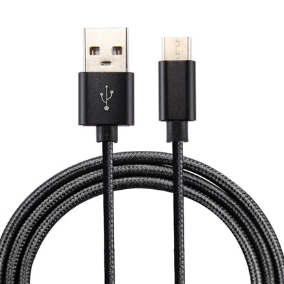 ถักพื้นผิว USB เป็น USB-C / Type-C สายชาร์จซิงค์ข้อมูล, ความยาวสายเคเบิล: 1 ม., เอาต์พุตรวม 3A, ถ่ายโอนข้อมูล 2A