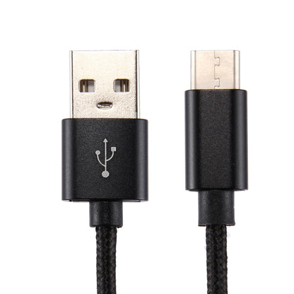 ถักพื้นผิว USB เป็น USB-C / Type-C สายชาร์จซิงค์ข้อมูล, ความยาวสายเคเบิล: 1 ม., เอาต์พุตรวม 3A, ถ่ายโอนข้อมูล 2A