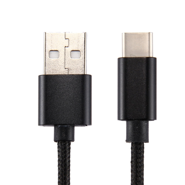 ถักพื้นผิว USB เป็น USB-C / Type-C สายชาร์จซิงค์ข้อมูล, ความยาวสายเคเบิล: 1 ม., เอาต์พุตรวม 3A, ถ่ายโอนข้อมูล 2A