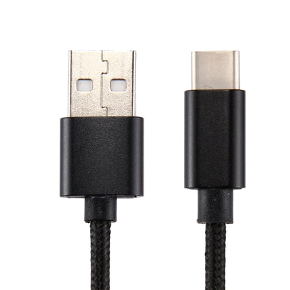 ถักพื้นผิว USB เป็น USB-C / Type-C สายชาร์จซิงค์ข้อมูล, ความยาวสายเคเบิล: 1 ม., เอาต์พุตรวม 3A, ถ่ายโอนข้อมูล 2A