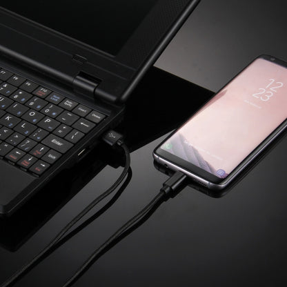 ถักพื้นผิว USB เป็น USB-C / Type-C สายชาร์จซิงค์ข้อมูล, ความยาวสายเคเบิล: 1 ม., เอาต์พุตรวม 3A, ถ่ายโอนข้อมูล 2A