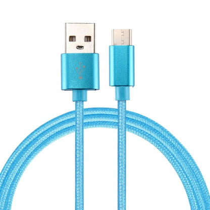 ถักพื้นผิว USB เป็น USB-C / Type-C สายชาร์จซิงค์ข้อมูล, ความยาวสายเคเบิล: 1 ม., เอาต์พุตรวม 3A, ถ่ายโอนข้อมูล 2A