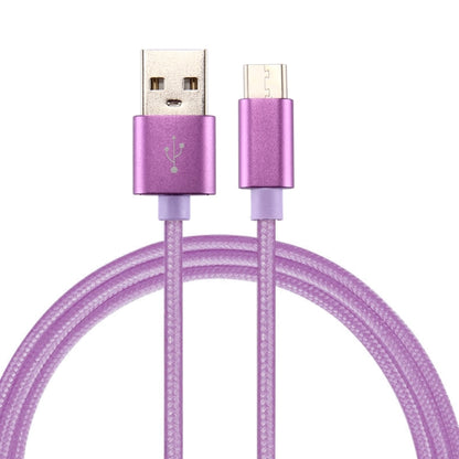 ถักพื้นผิว USB เป็น USB-C / Type-C สายชาร์จซิงค์ข้อมูล, ความยาวสายเคเบิล: 1 ม., เอาต์พุตรวม 3A, ถ่ายโอนข้อมูล 2A