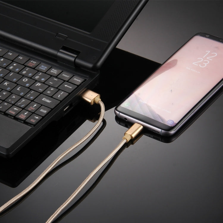 ถักพื้นผิว USB เข้ากับ USB-C / Type-C สายชาร์จซิงค์ข้อมูล, ความยาวสายเคเบิล: 2 ม., เอาต์พุต 3A