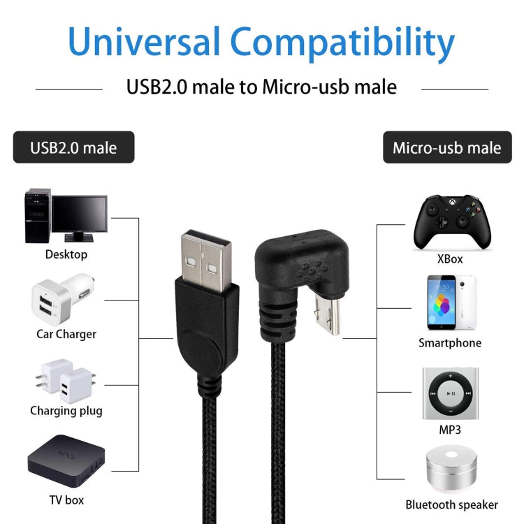 U-รูป Micro USB ชายไป USB ชายไนลอน Braid Charge Data Cable, Micro USB to USB