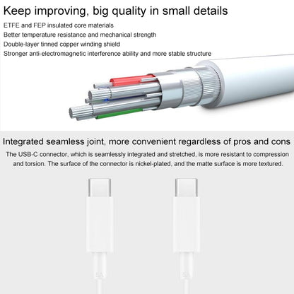 ต้นฉบับ Huawei CP43 5A USB-C / Type-C ถึง USB-C / Type-C สายเคเบิลข้อมูลการชาร์จอย่างรวดเร็ว, ความยาวสายเคเบิล: 1 ม.
