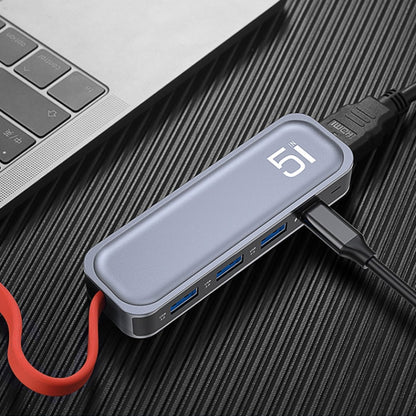 ROCK RT16 5 In 1 Type-C / USB-C เป็น HDMI + 4 USB 3.0 มัลติฟังก์ชั่น Docking Station HUB Converter แท่นขยาย, RT16
