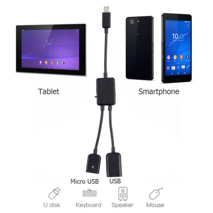 สายเคเบิลอะแดปเตอร์ Micro USB OTG 1 ถึง 2