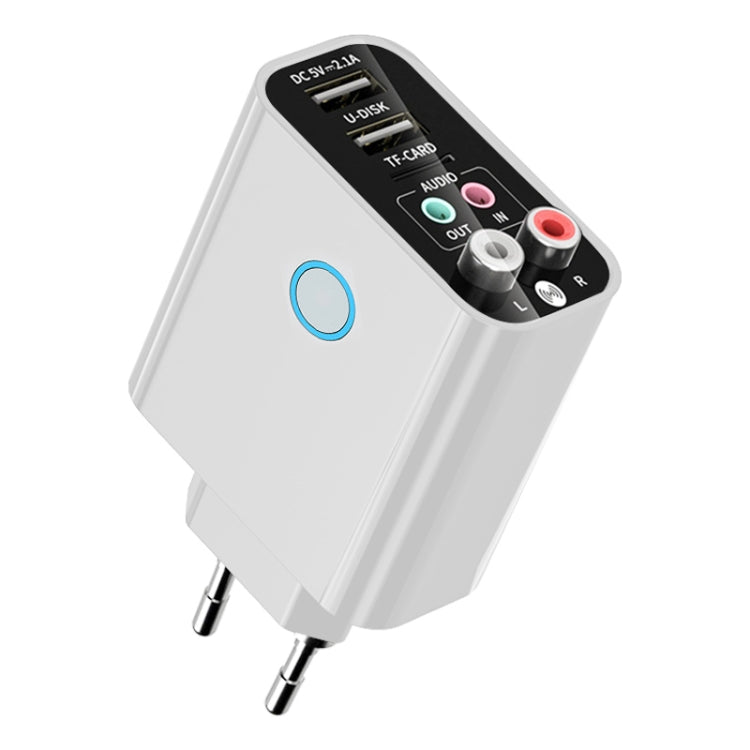 K16 2 in 1 3.5 มม. AUX + RAC ปลั๊กเอาต์พุตคู่ Bluetooth 5.0 เครื่องส่งสัญญาณเสียงพร้อมรีโมทคอนโทรล, ปลั๊ก EU, EU Plug