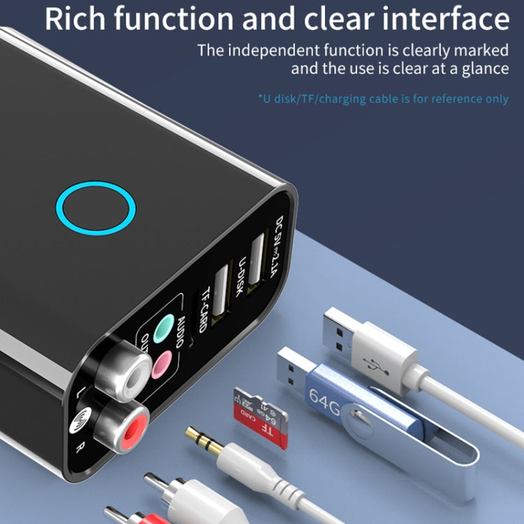 K16 2 in 1 3.5 มม. AUX + RAC ปลั๊กเอาต์พุตคู่ Bluetooth 5.0 เครื่องส่งสัญญาณเสียงพร้อมรีโมทคอนโทรล, ปลั๊ก EU, EU Plug